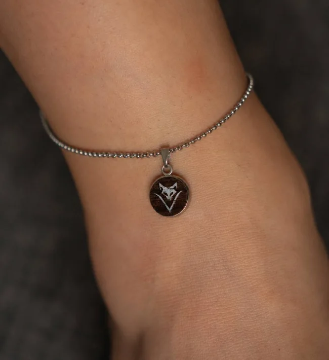 Discreet Hotwife Vixen fox charm anklet worn on the ankle