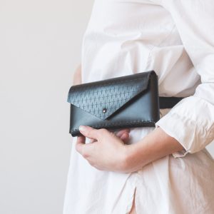 Leather Belt Bag with geometric engraving