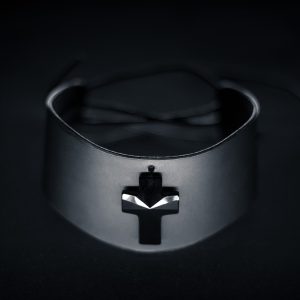Leather Choker with Swarovski Crystal Cross