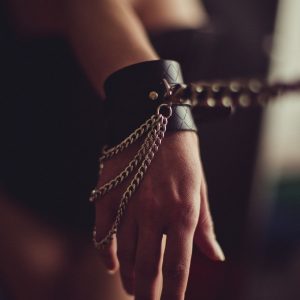 Leather Bracelet with Chains and Custom Engraving