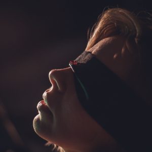 Italian Nappa Leather Blindfold with Crystal Detail