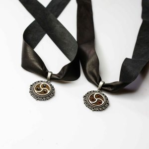 BDSM Pendant with Leather Strap and Baroque Detail