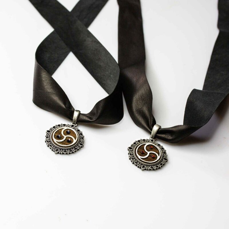 BDSM Pendant with Leather Strap and Baroque Detail