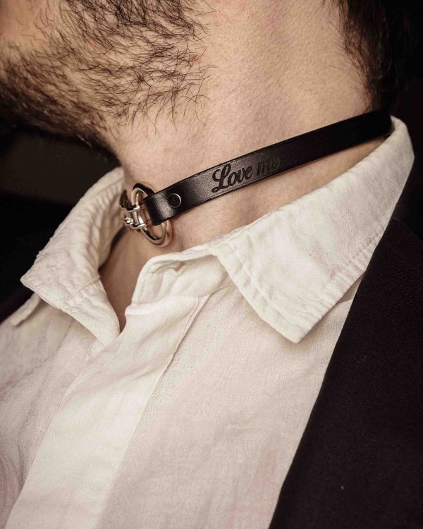 Leather Choker with Personalization "Devotion"