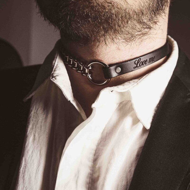 Leather Choker with Personalization "Devotion"