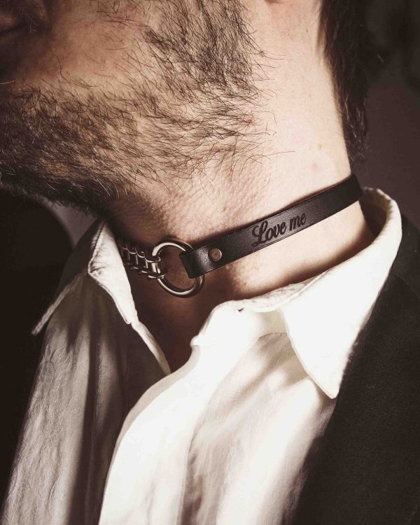 Leather Choker with Personalization "Devotion"
