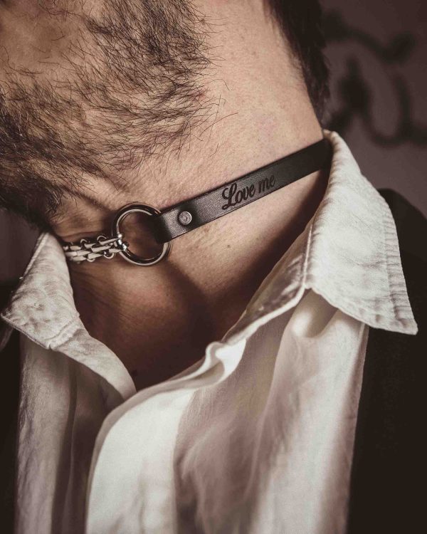 Leather Choker with Personalization "Devotion"