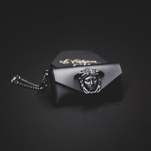 Leather black belt bag with medusa Rondanini