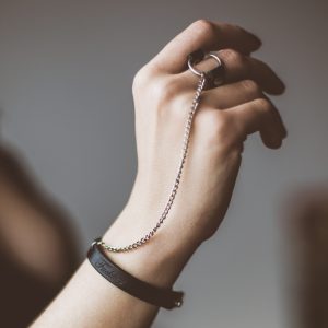 Leather Bracelet with Silver O-Ring and Custom Engraving