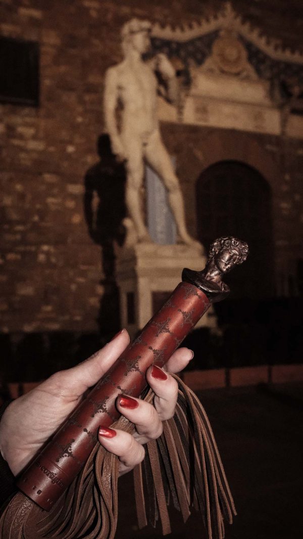 Leather Whip with David by La Cortigiana