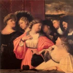 Giovanni Cariani, circa 1519: Four Courtesans and Three Gentlemen