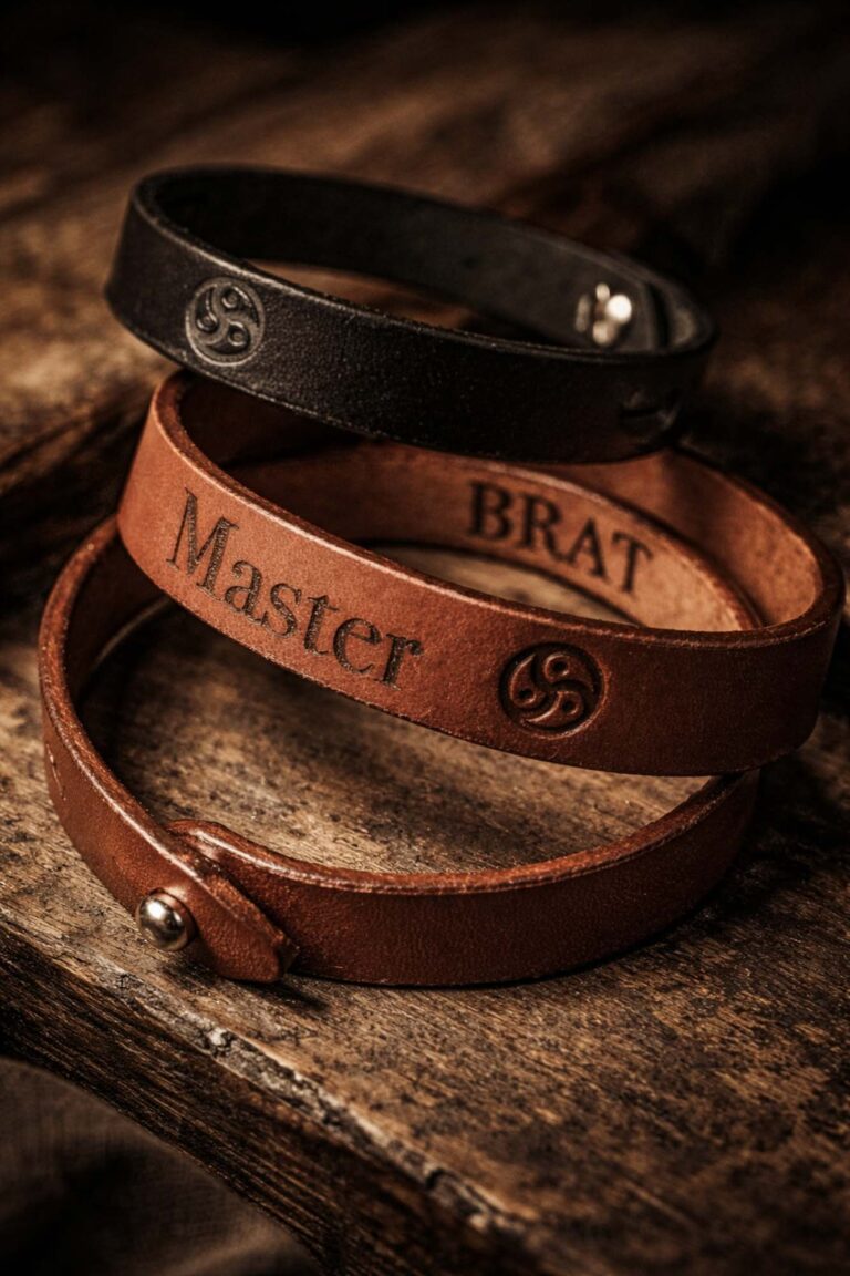 BDSM Symbol Leather Bracelet