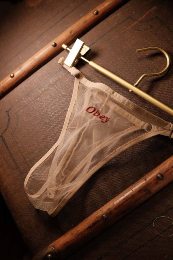 Sheer Mesh Men’s Thong with Personalized Embroidery