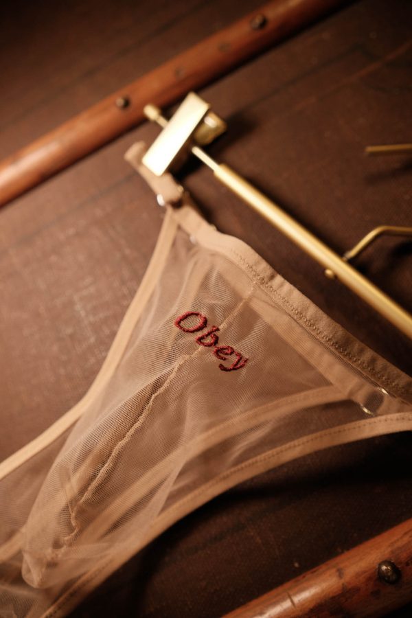Sheer Mesh Men’s Thong with Personalized Embroidery