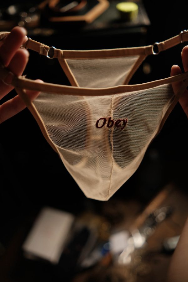 Sheer Mesh Men’s Thong with Personalized Embroidery