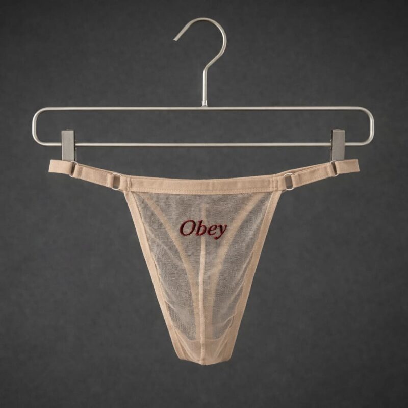 Sheer Mesh Men’s Thong with Personalized Embroidery