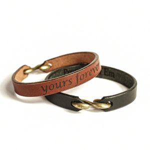 Minimal Leather Bracelet with Secret Inner Engraving