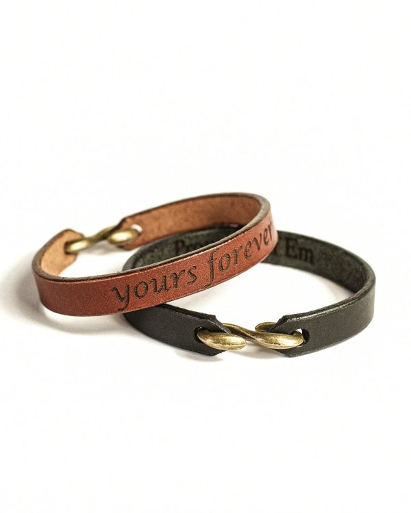 Minimal Leather Bracelet with Secret Inner Engraving