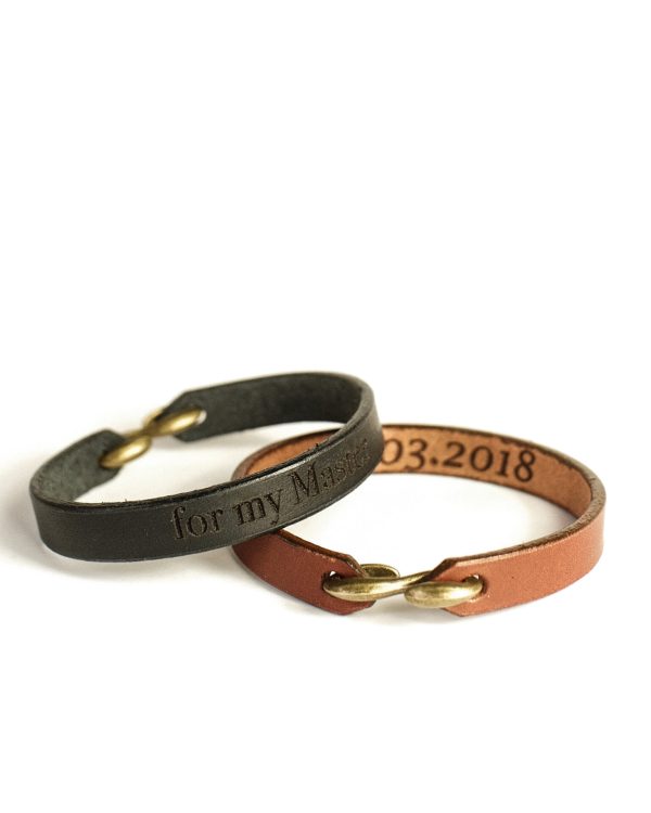 Minimal Leather Bracelet with Secret Inner Engraving