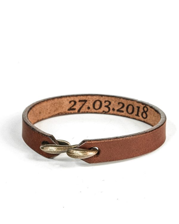 Minimal Leather Bracelet with Secret Inner Engraving