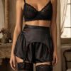 Atelier Garter worn with black lingerie and stockings front view