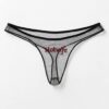 Black sheer mesh Hotwife embroidered panties front view