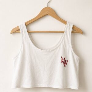 Hotwife embroidered crop top on hanger