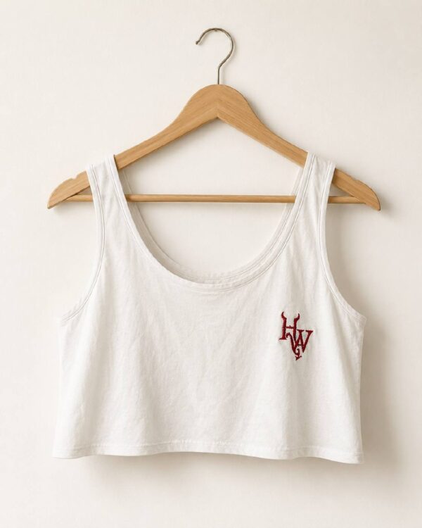 Hotwife embroidered crop top on hanger