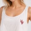 Hotwife embroidery close-up on white crop top
