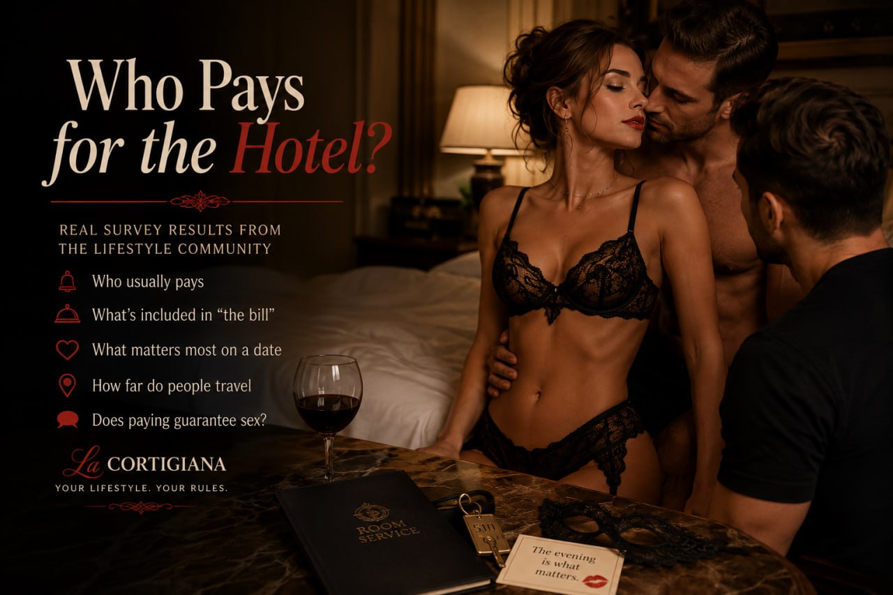 Lifestyle hotel date with a couple and single man for La Cortigiana article about who pays for the hotel